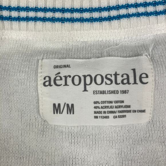 Aéropostale Sweater Womens M White V-Neck Button Cuff Knit Pullover - Picture 2 of 6